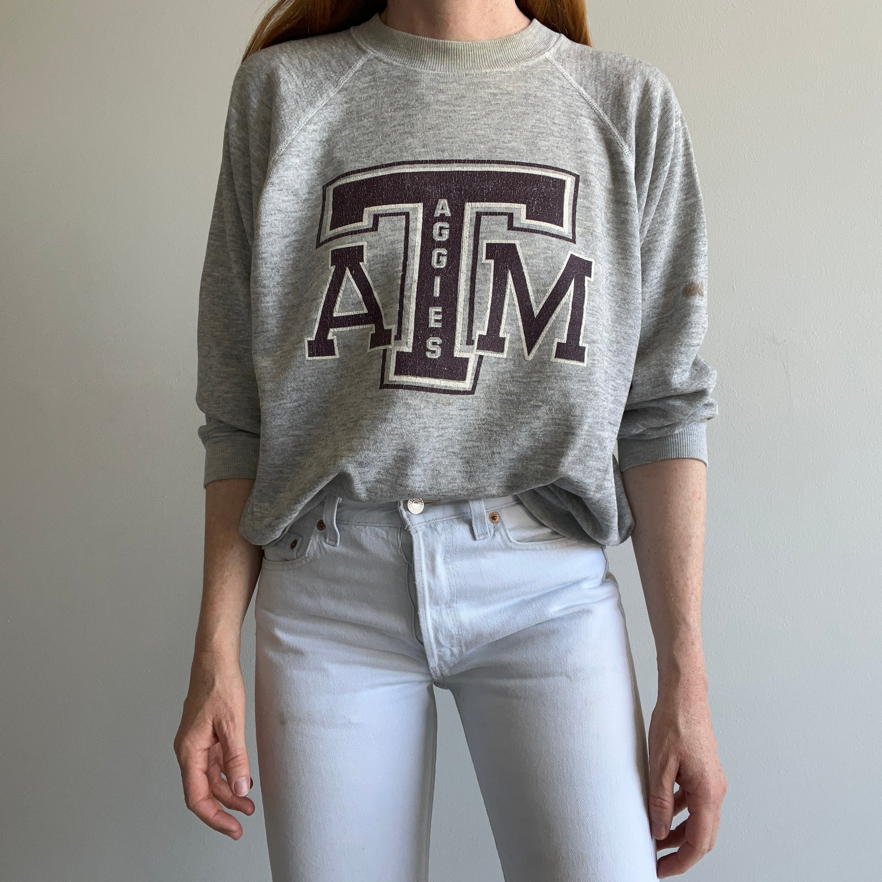 1980s Texas A&M Well Stained Thin Raglan Sweatshirt