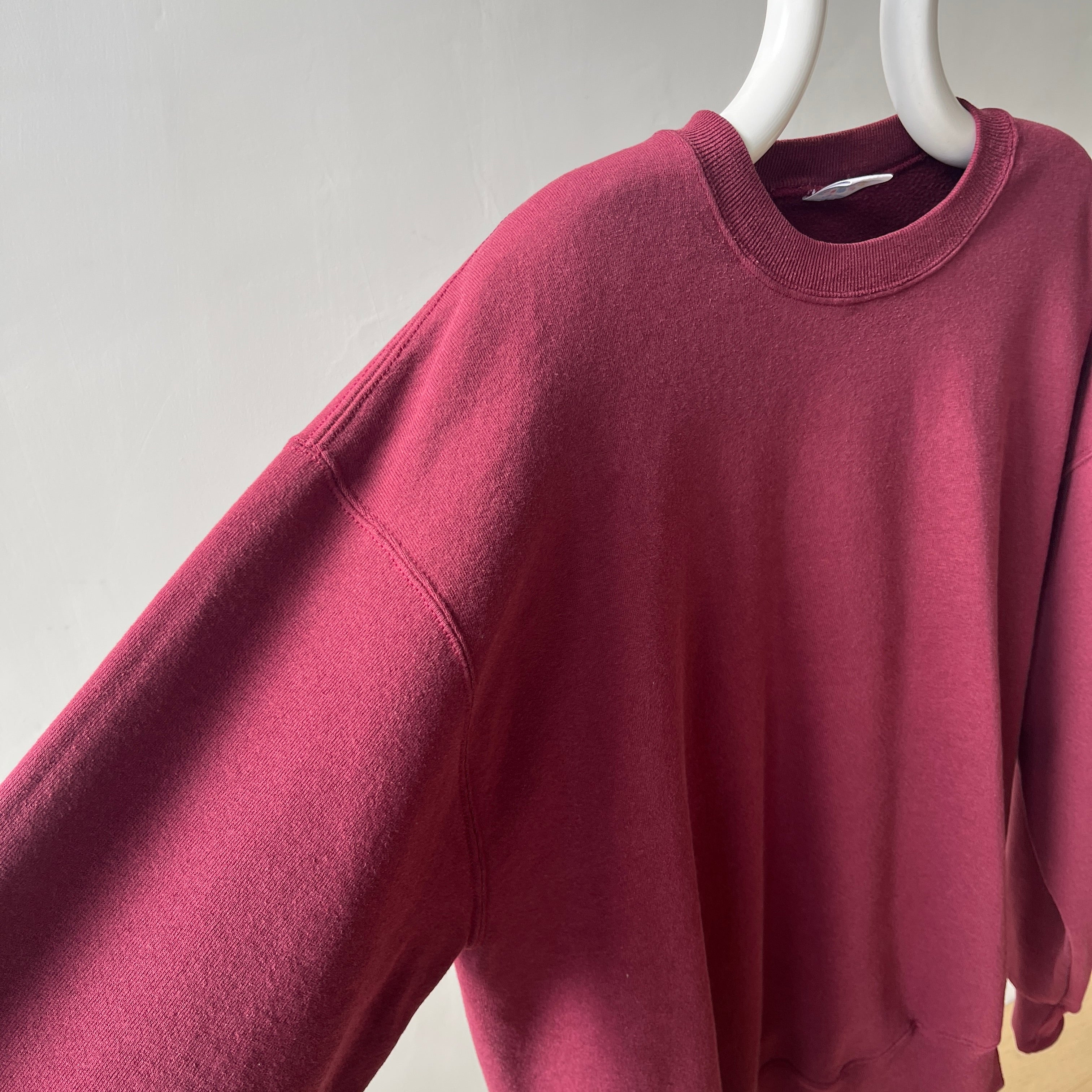 1980/90s Maroon Sweatshirt by Jerzees Super Sweats - Cozy USA Made Basic