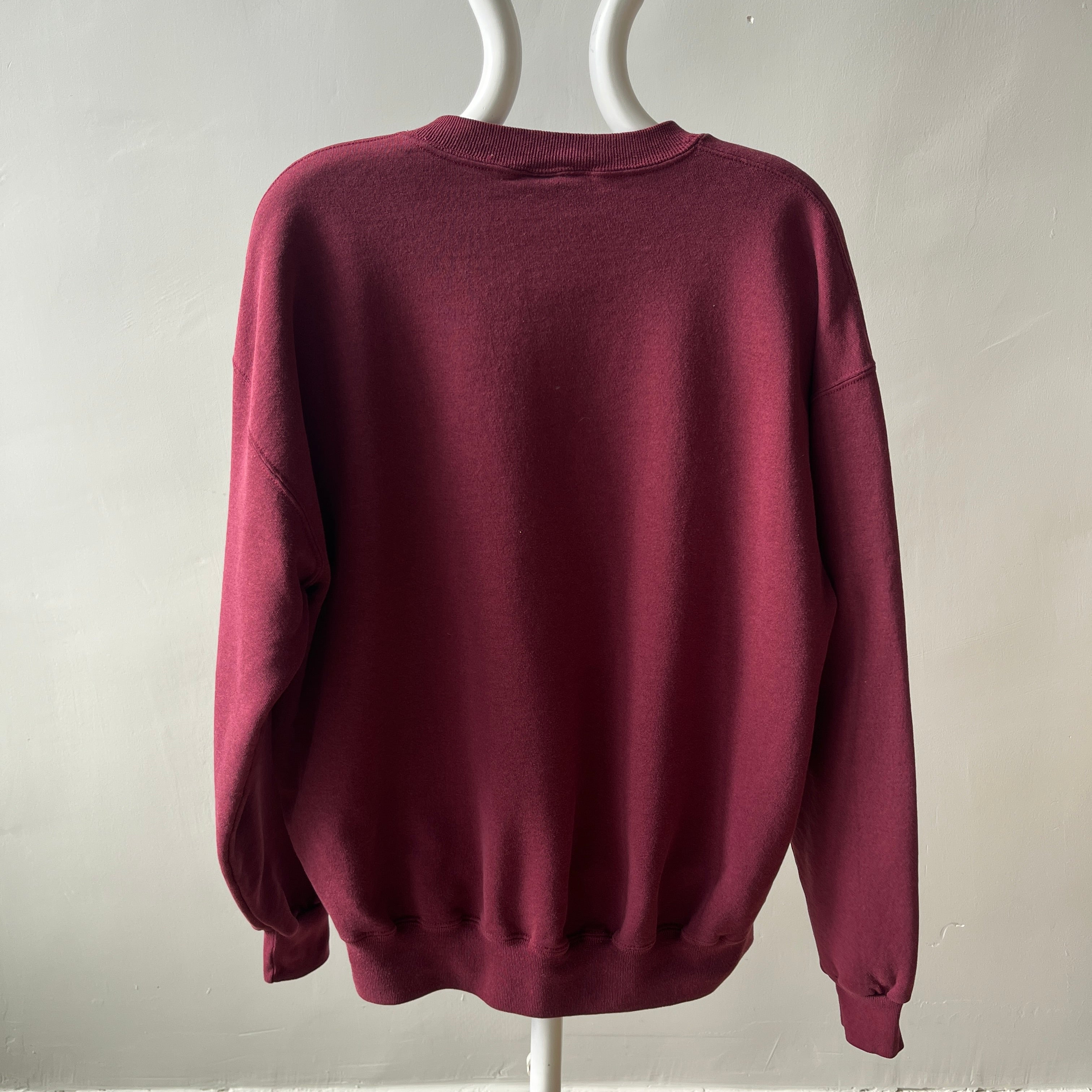 1980/90s Maroon Sweatshirt by Jerzees Super Sweats - Cozy USA Made Basic