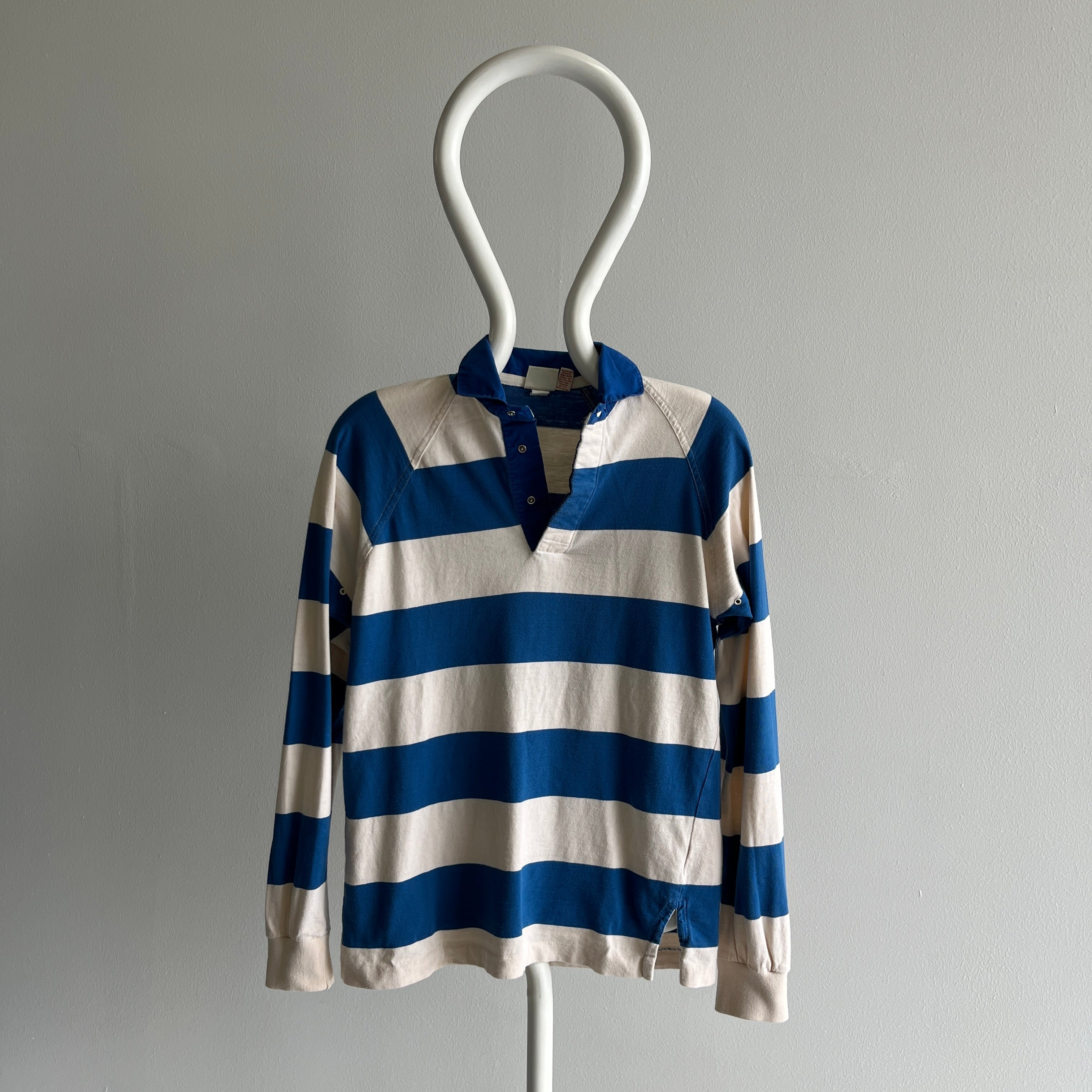 1980/90s Smaller Striped Rugby Polo Long Sleeve Shirt