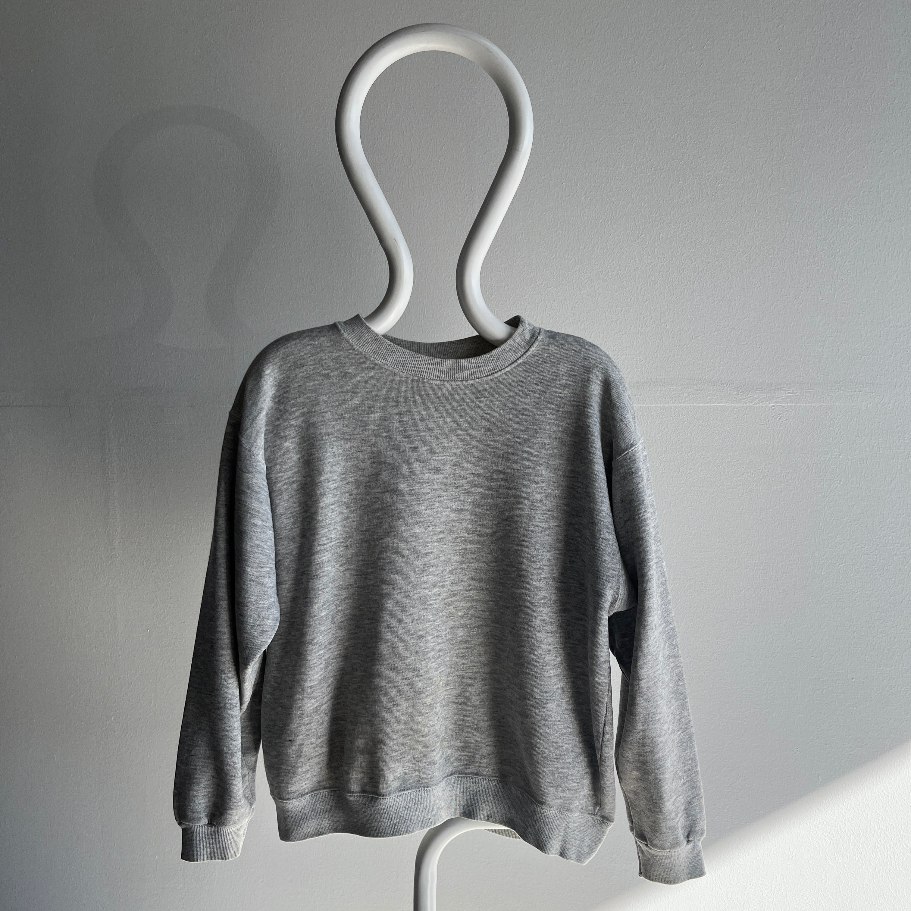 1980s Not-A-Raglan Smaller Blank Gray Sweatshirt with Staining