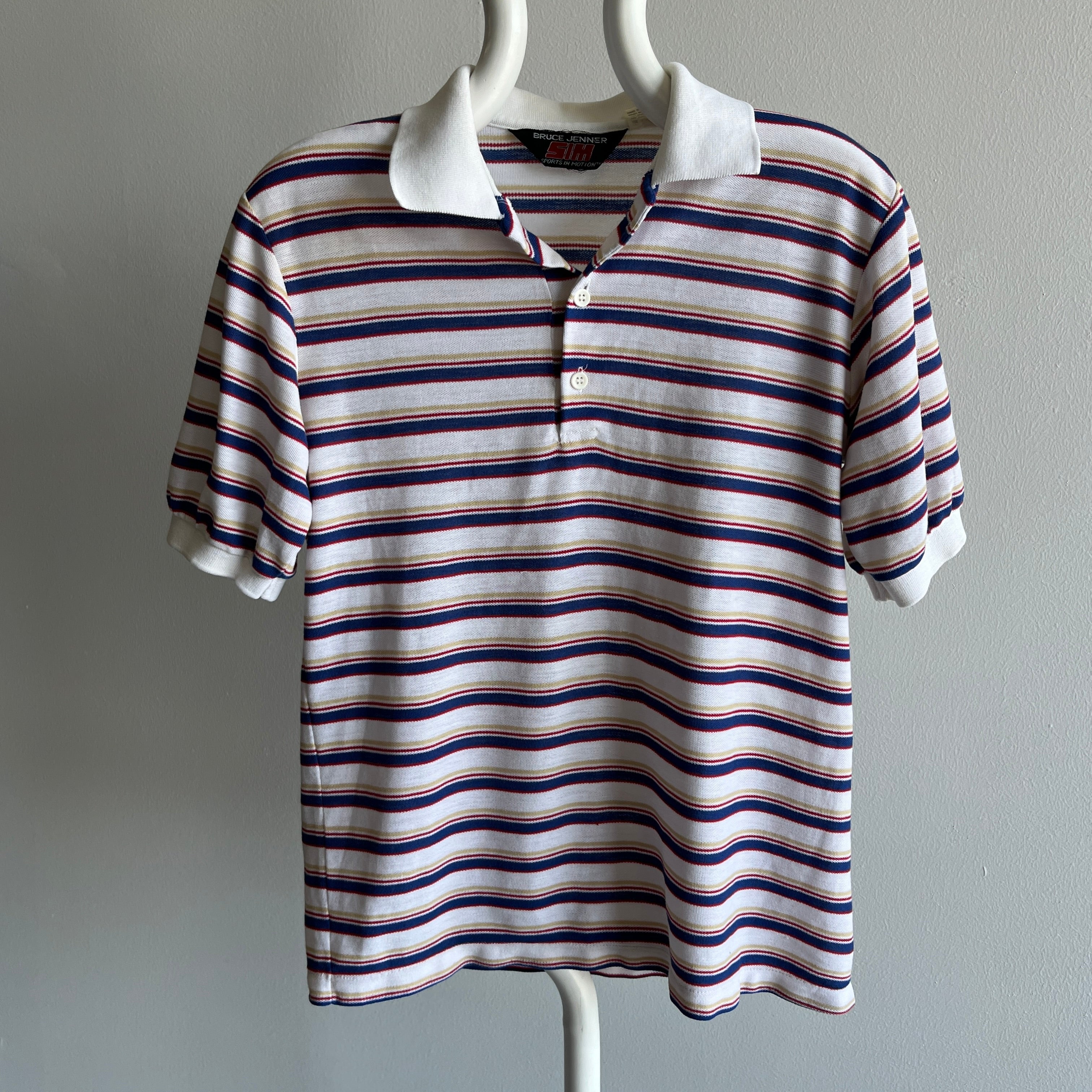 1980s !!!! Bruce Jenner Brand !!!! Sports In Motion - Striped Polo Shirt