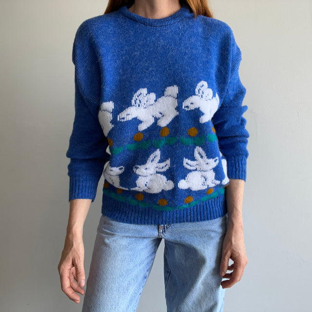 1980s Cute Fluffy and Cozy Bunny Sweater