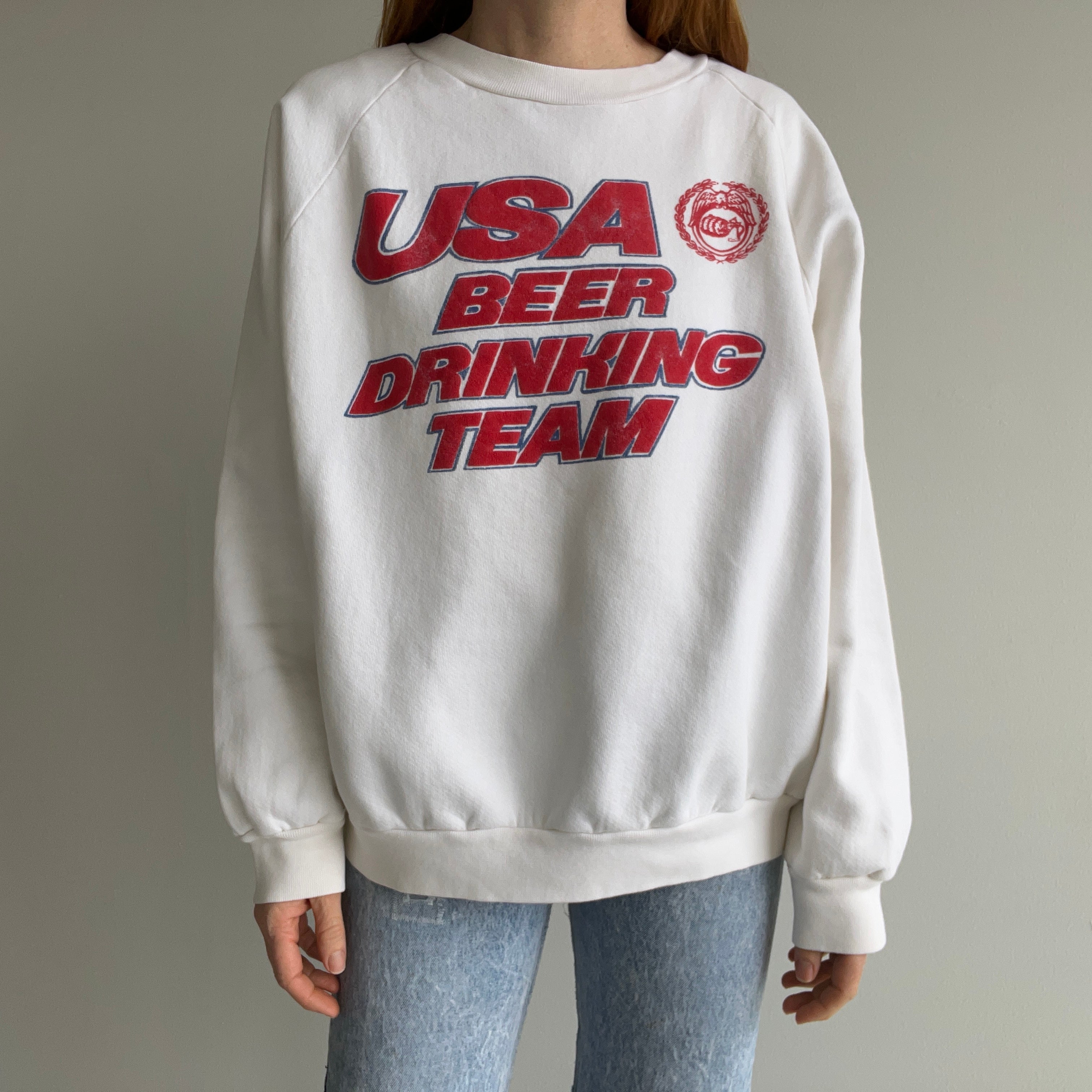 1980s USA Beer Drinking Team Sweatshirt - It Has A Great Fit