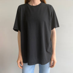 1980s Blank Black 50/50  T-Shirt with a Single Cotton Sleeve
