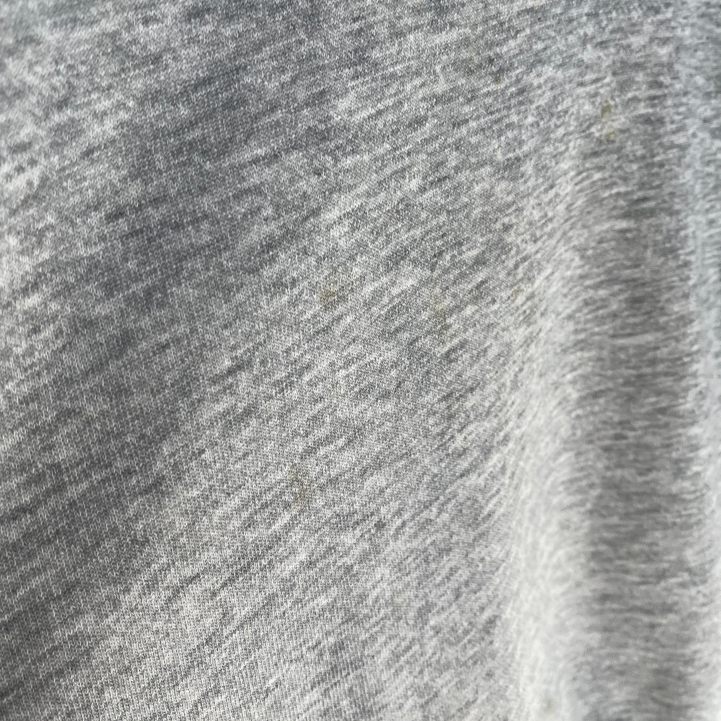 1980s Not-A-Raglan Smaller Blank Gray Sweatshirt with Staining