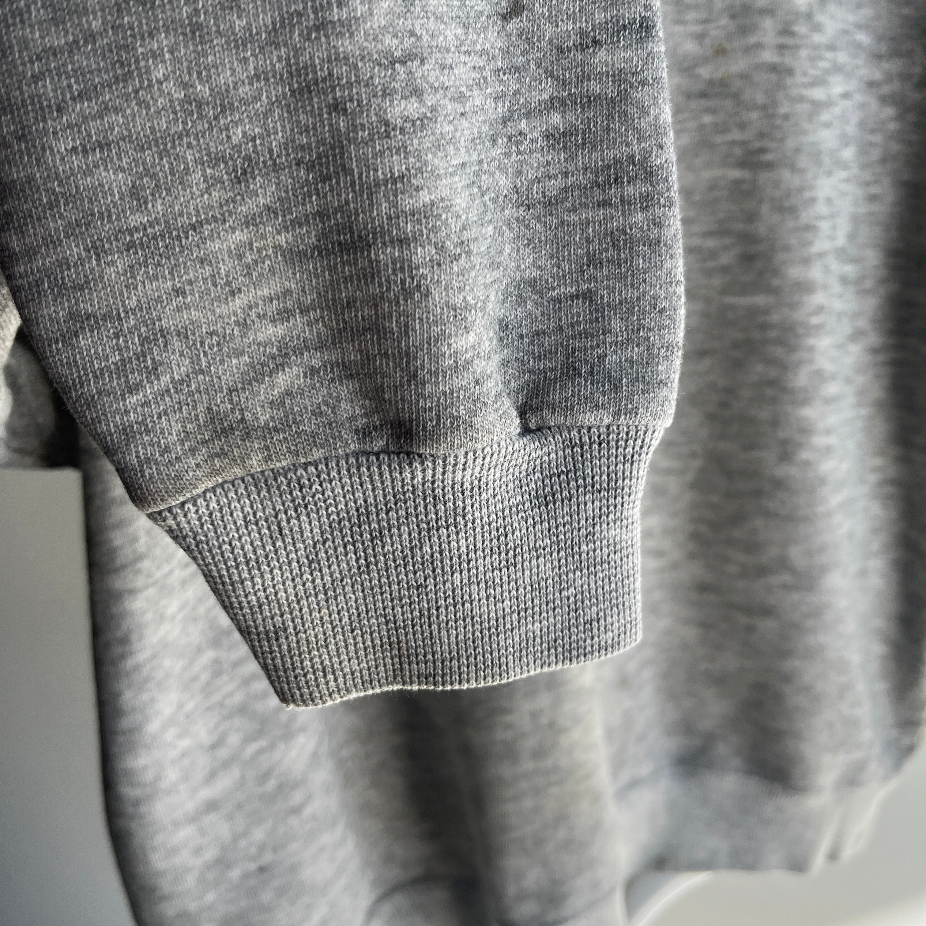 1980s Not-A-Raglan Smaller Blank Gray Sweatshirt with Staining