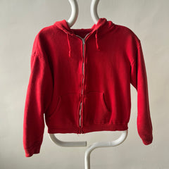 1970s Mostly Cotton (All?) Sweet Red Zip Up Hoodie - Personal Collection Piece