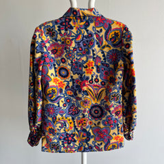 1970s Handmade Hippie Button Up Shirt with Super Collar Tips