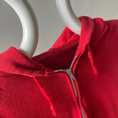 1970s Mostly Cotton (All?) Sweet Red Zip Up Hoodie - Personal Collection Piece