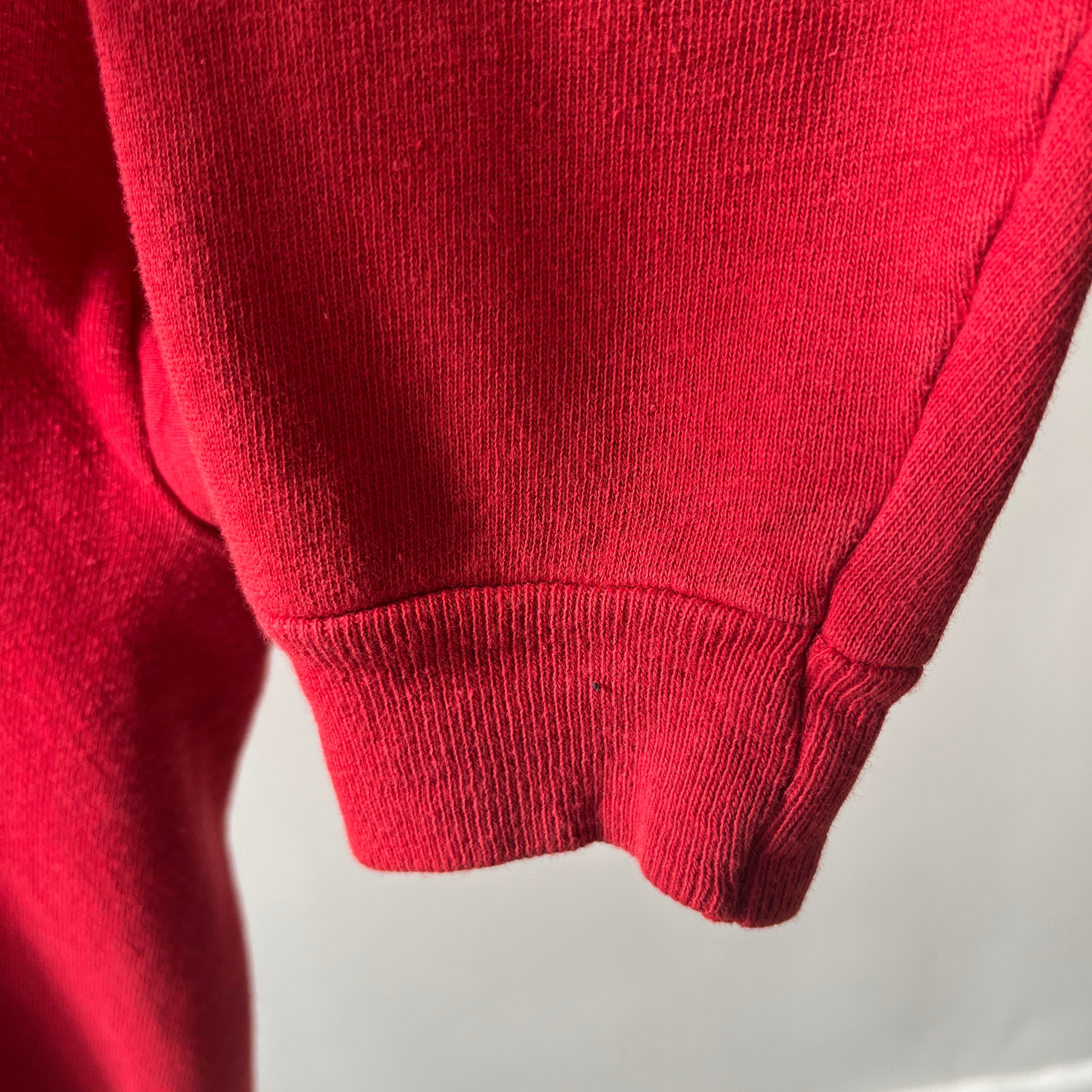 1970s Mostly Cotton (All?) Sweet Red Zip Up Hoodie - Personal Collection Piece