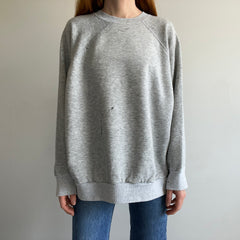 1990s Relaxed Paint Stained Cozy Gray Sweatshirt