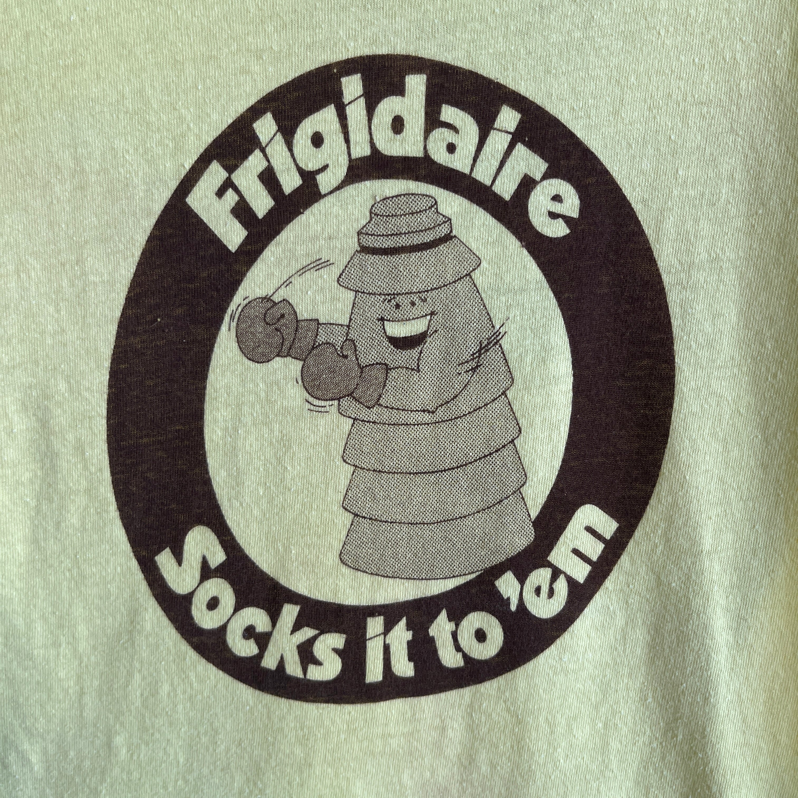 1970s Frigidaire Socks It To 'Em - Holda's Jackson, Michigan T-Shirt - WOWZA