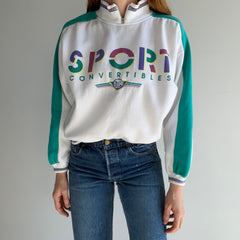 1980s Sport Convertibles Mock Neck Color Block Sweatshirt