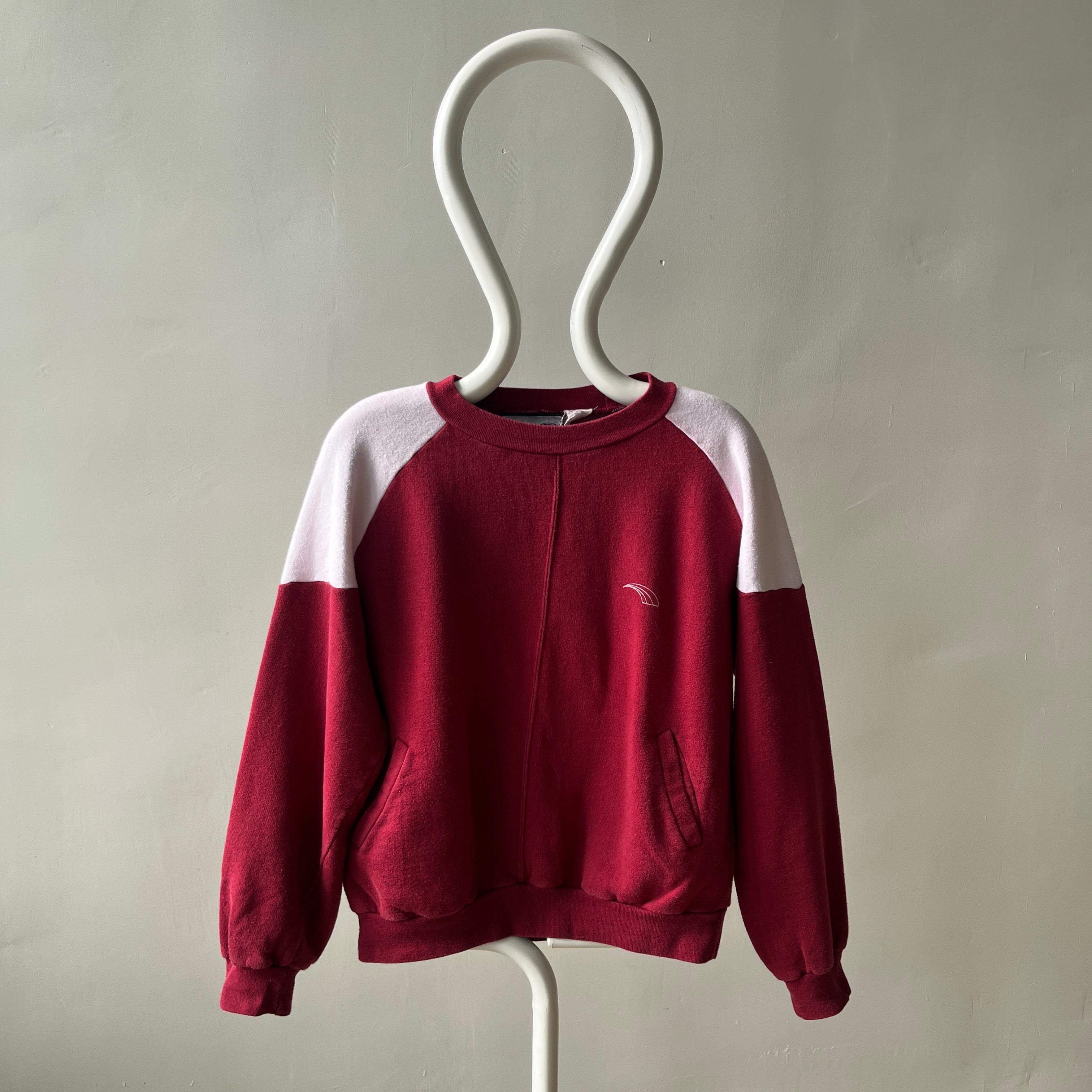 1980s Two Tone Super Cool Sweatshirt with Pockets!!