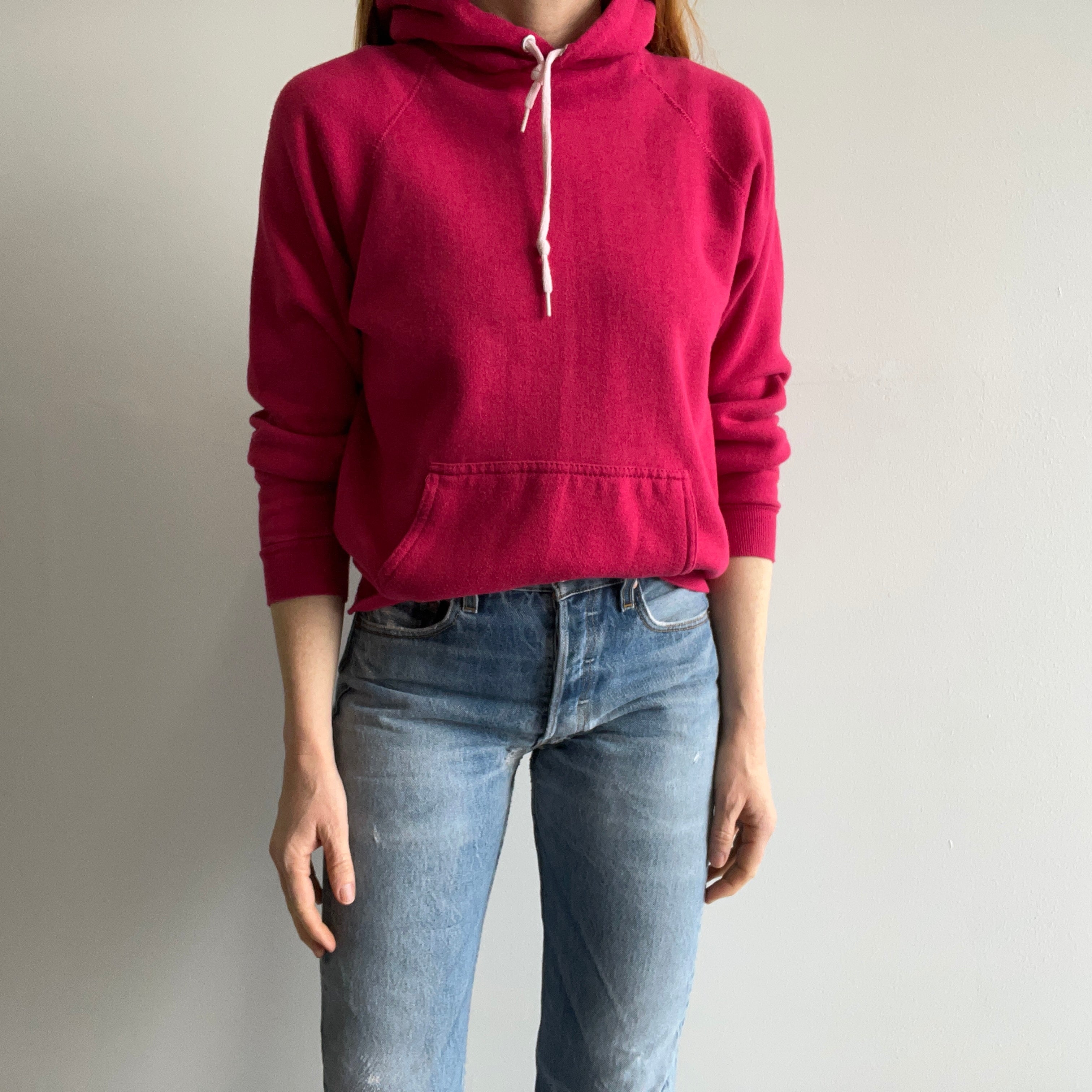 1980s USA Made Gap Barely Worn Barbie Pink Hoodie