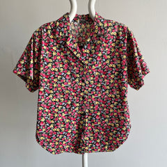 1980s Floral Short Sleeve Button Up Shirt - !!!!