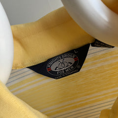 1980s Striped Pastel Yellow and White (ok, and gray) Golf Polo Shirt