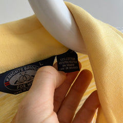 1980s Striped Pastel Yellow and White (ok, and gray) Golf Polo Shirt