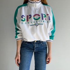 1980s Sport Convertibles Mock Neck Color Block Sweatshirt