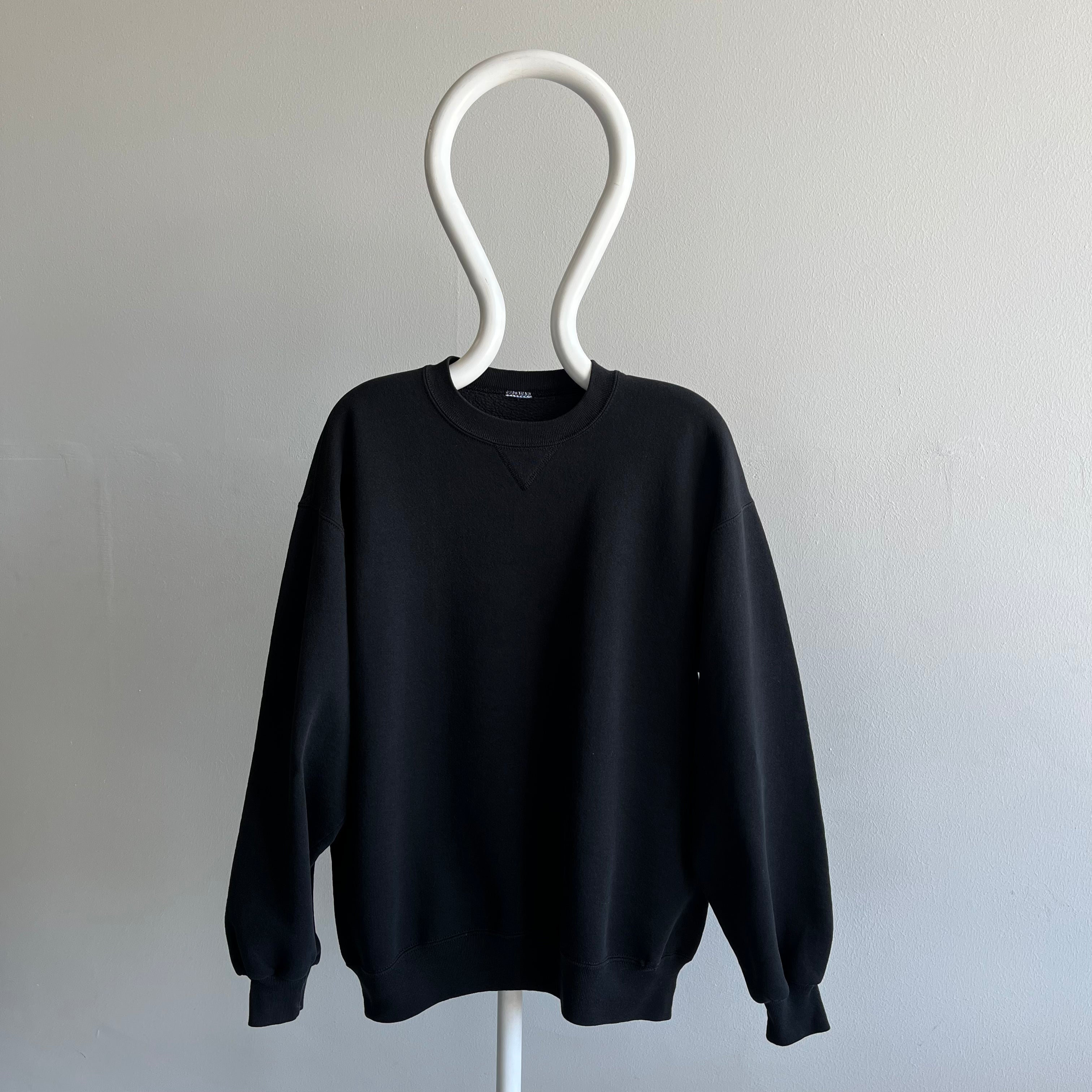 1990s Single V Blank Black Sweatshirt in Excellent Condition