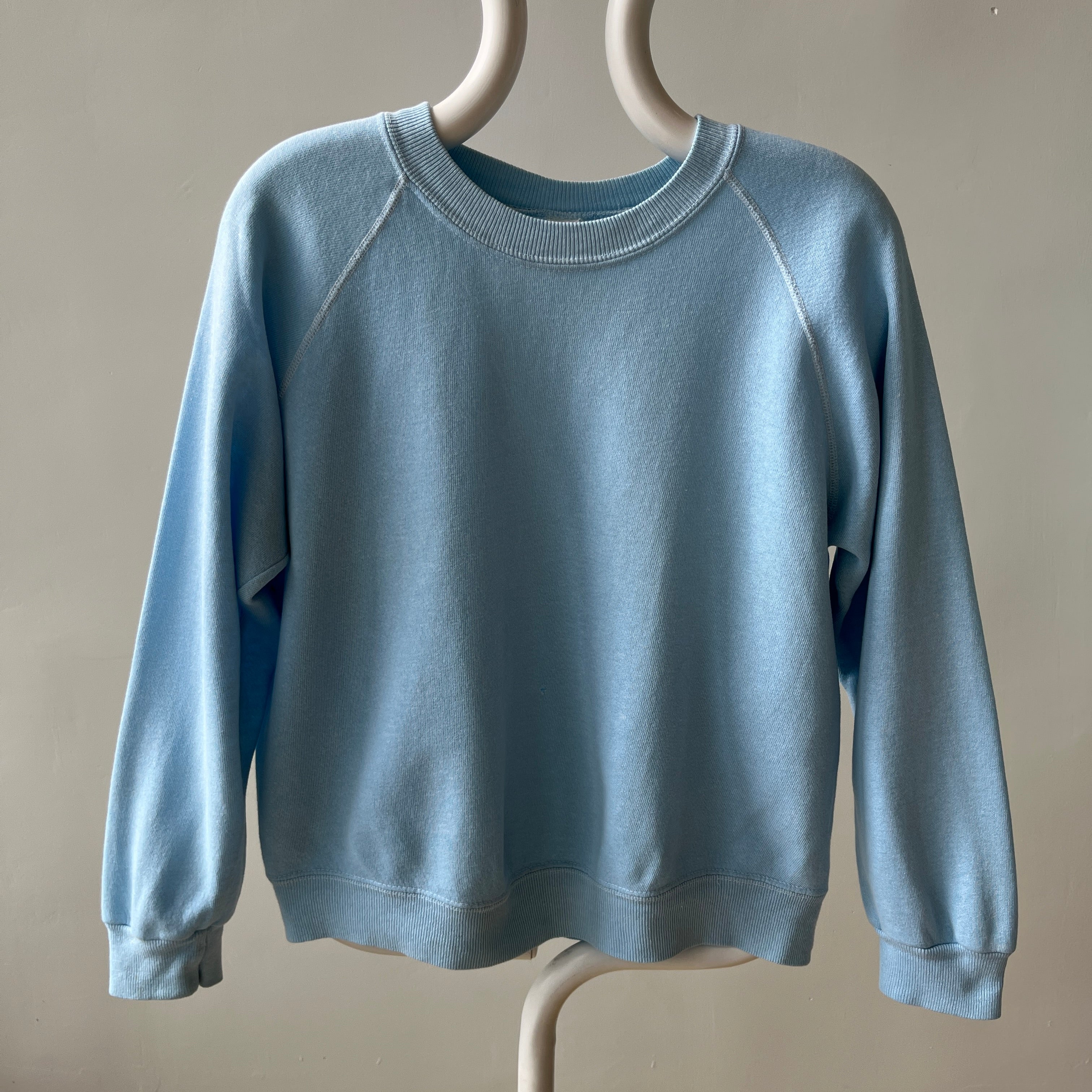 1970s Baby Sky Blue Blank Raglan Sweatshirt - SWOOOOOOON