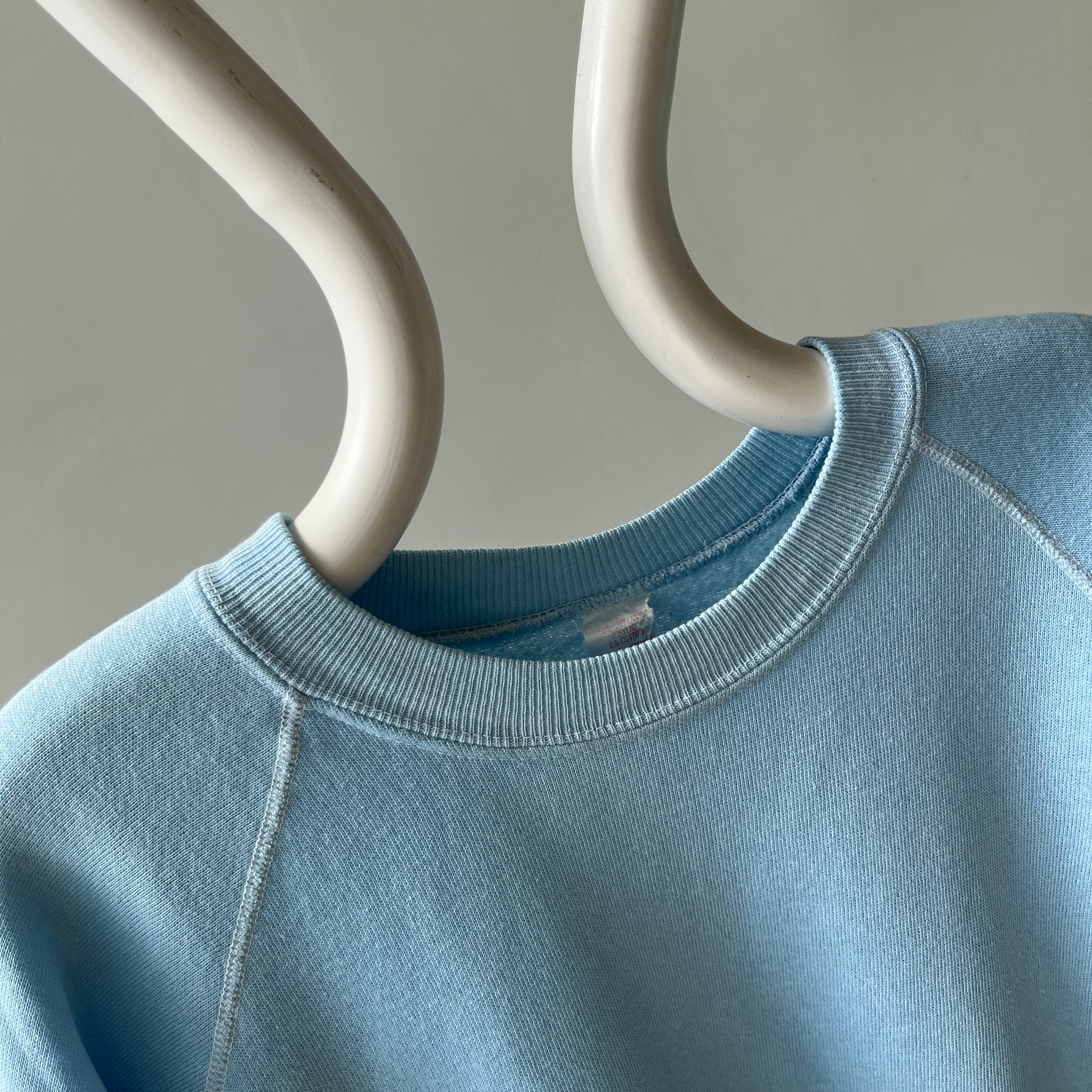 1970s Baby Sky Blue Blank Raglan Sweatshirt - SWOOOOOOON