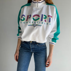 1980s Sport Convertibles Mock Neck Color Block Sweatshirt