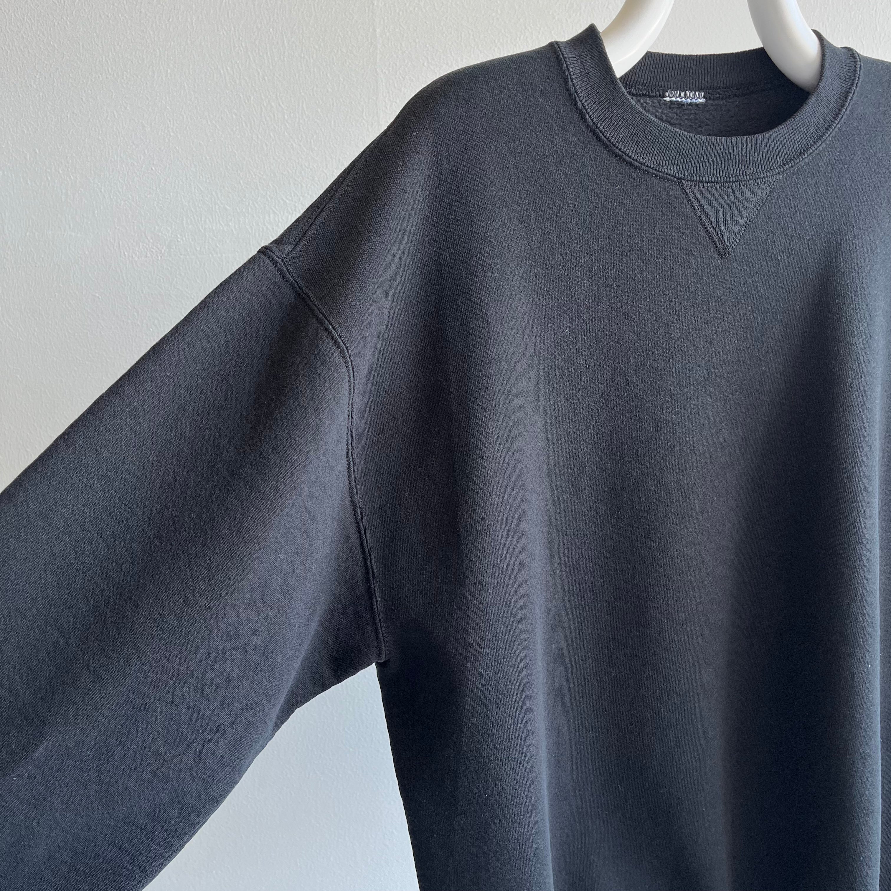 1990s Single V Blank Black Sweatshirt in Excellent Condition