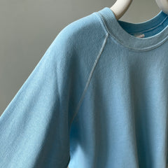 1970s Baby Sky Blue Blank Raglan Sweatshirt - SWOOOOOOON