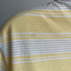 1980s Striped Pastel Yellow and White (ok, and gray) Golf Polo Shirt