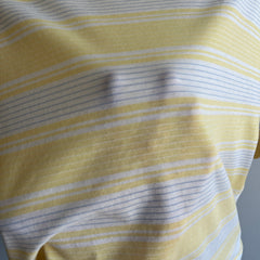 1980s Striped Pastel Yellow and White (ok, and gray) Golf Polo Shirt