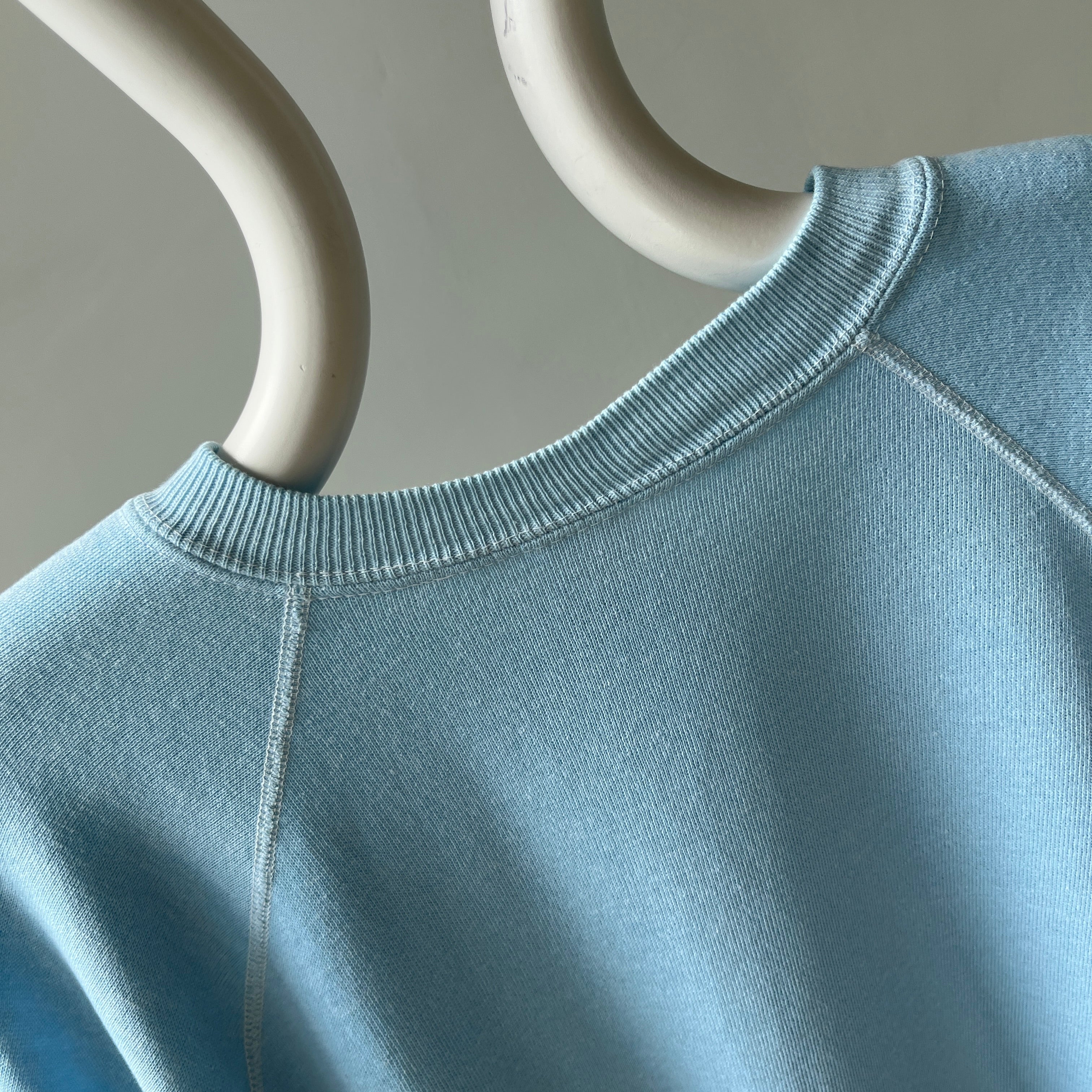 1970s Baby Sky Blue Blank Raglan Sweatshirt - SWOOOOOOON