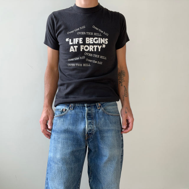 1980s Life Begins At Forty T Shirt - Guys, It Really Does