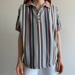 1990s/2000s Striped Worn Out Polo Shirt