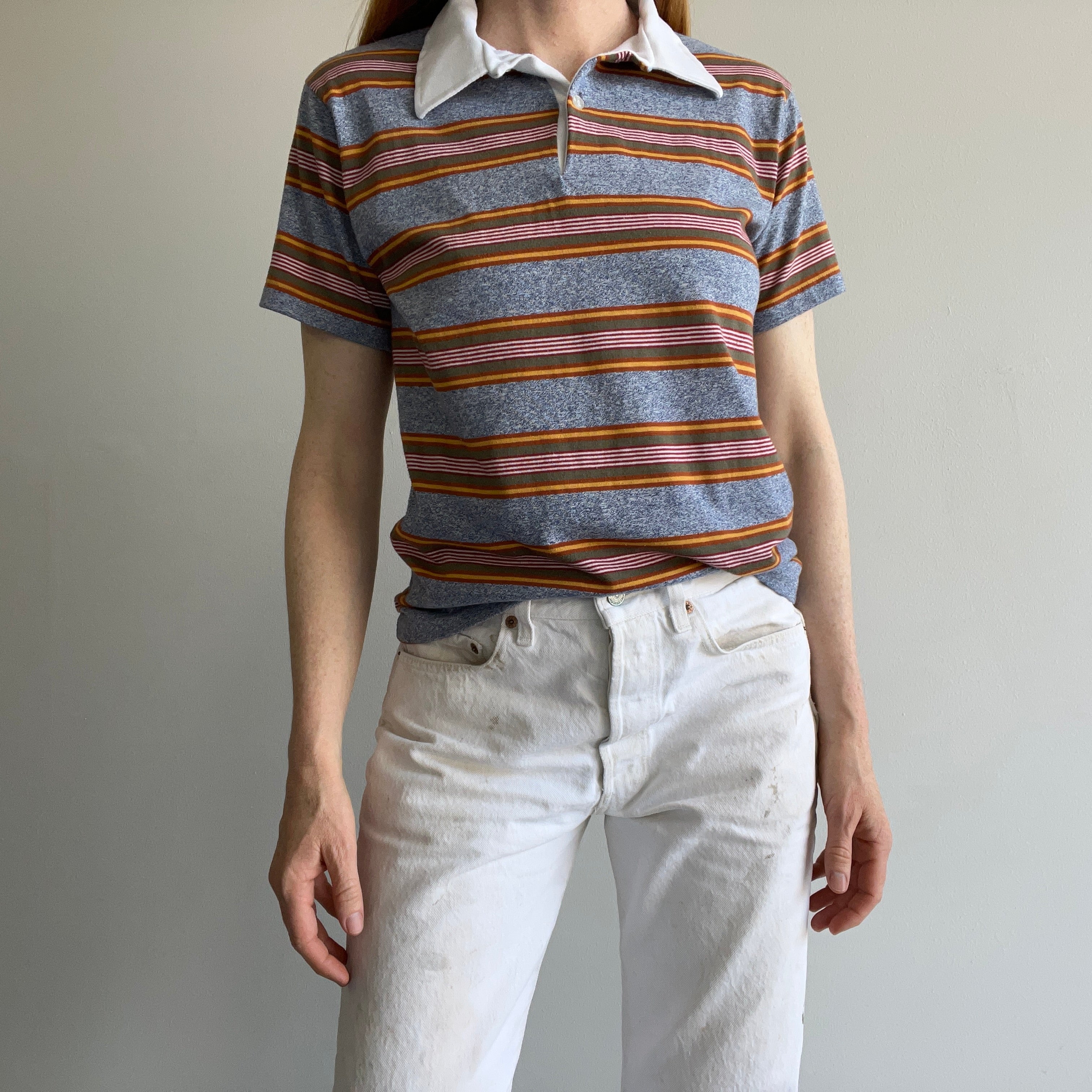 1970s Striped Polo - Those Collar Points!