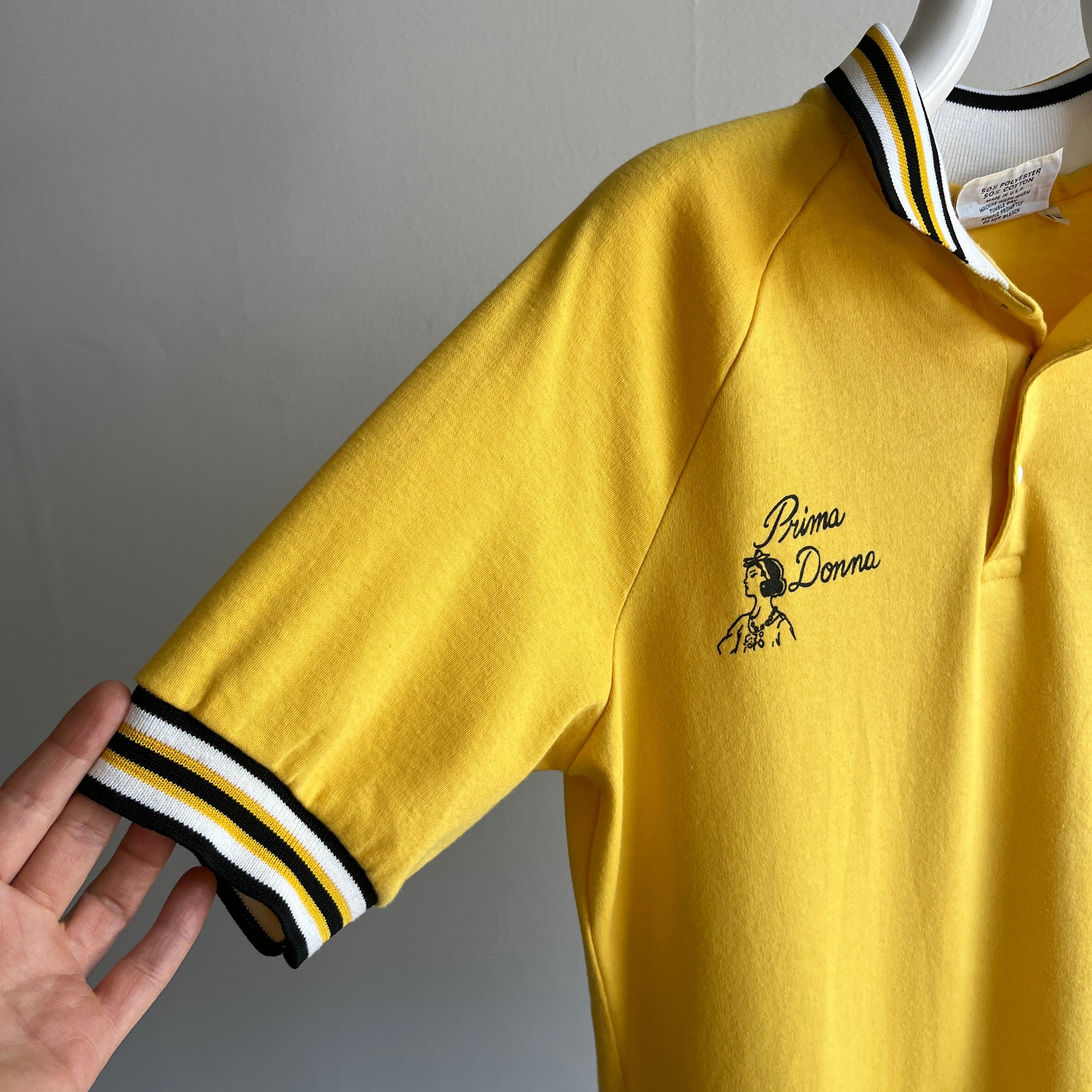 1970s Prima Donna Super Cool Jersey Knit Polo Shirt