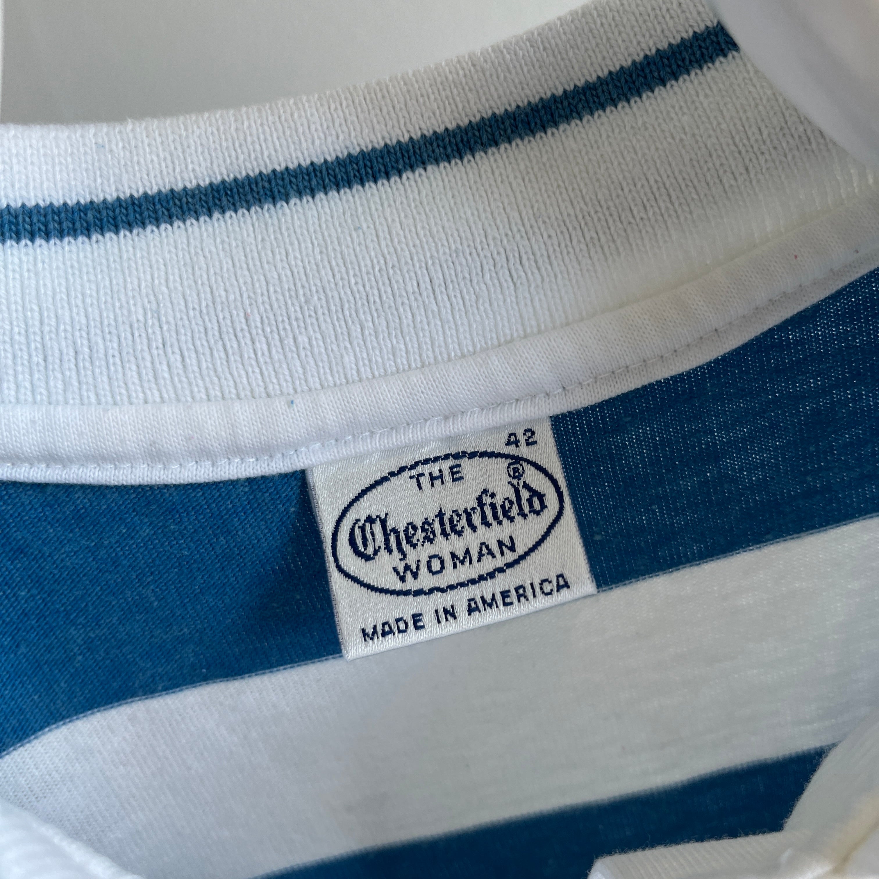 1980s Slouchy and Boxy Blue and White Polo Shirt
