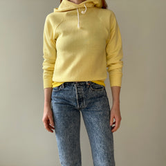 1970s Buttery Yellow Pull Over Hoodie !!!!