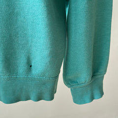 1980s Paper Thin Worn Out Sea Foam Blue Geen But Blue But Green Raglan Sweatshirt