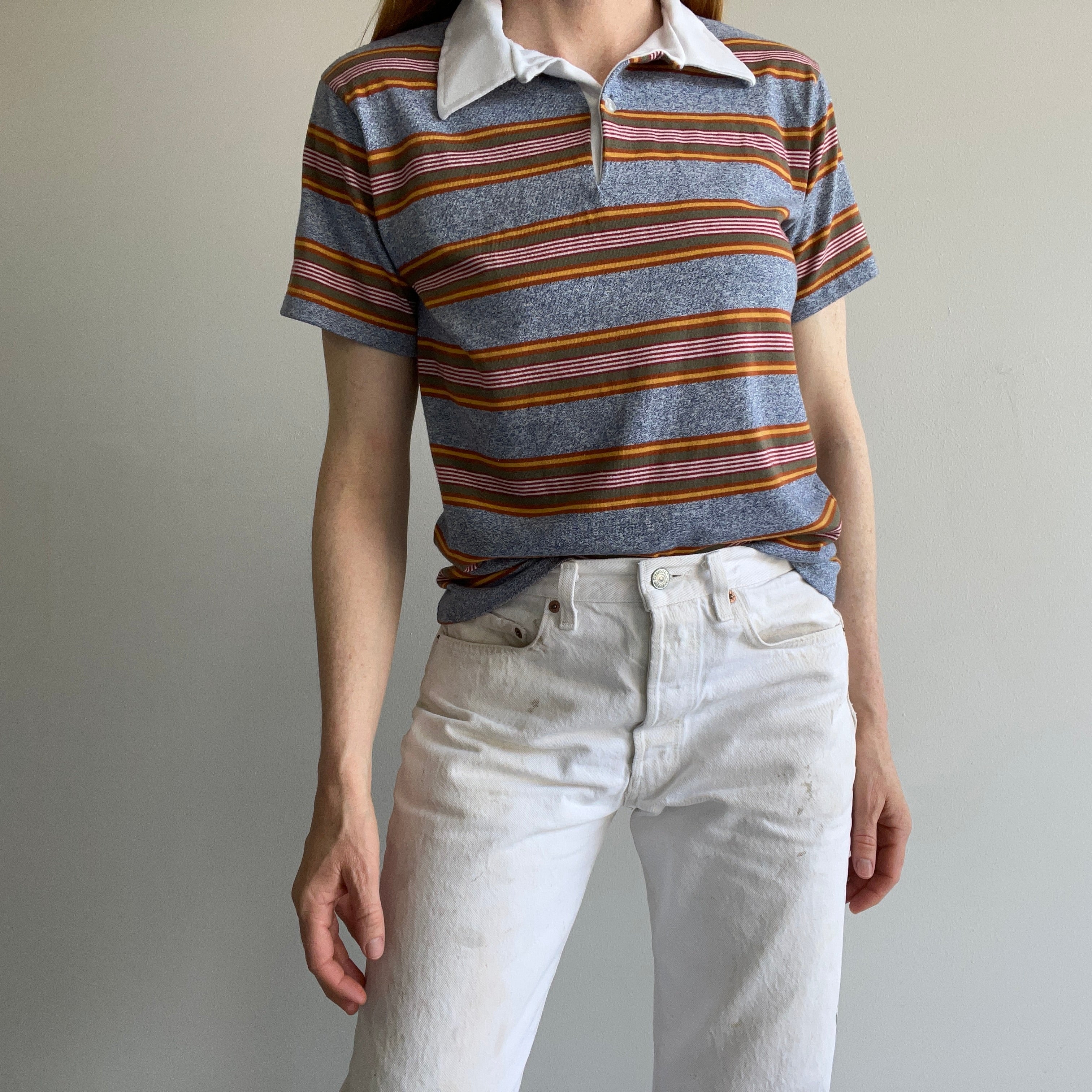 1970s Striped Polo - Those Collar Points!