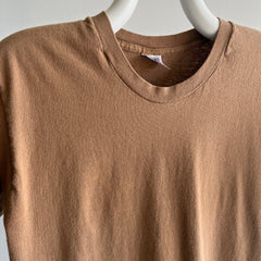 1980s Perfectly Faded and Bleach/Age Stained Army Brown FOTL T-Shirt