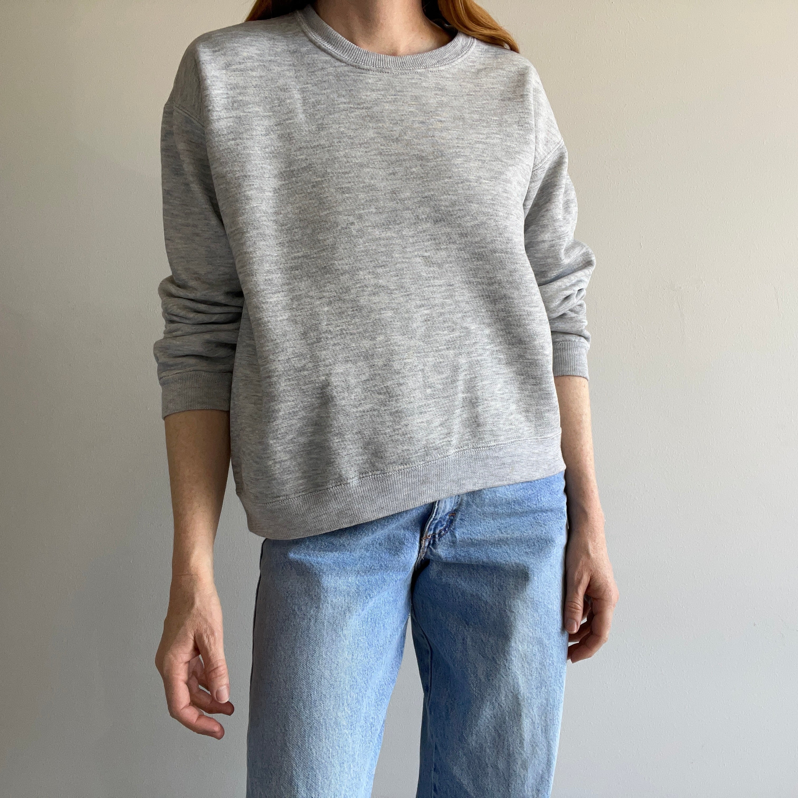 1980s Dreamy Bassett Walker Sturdy Sweats Blank Gray Sweatshirt