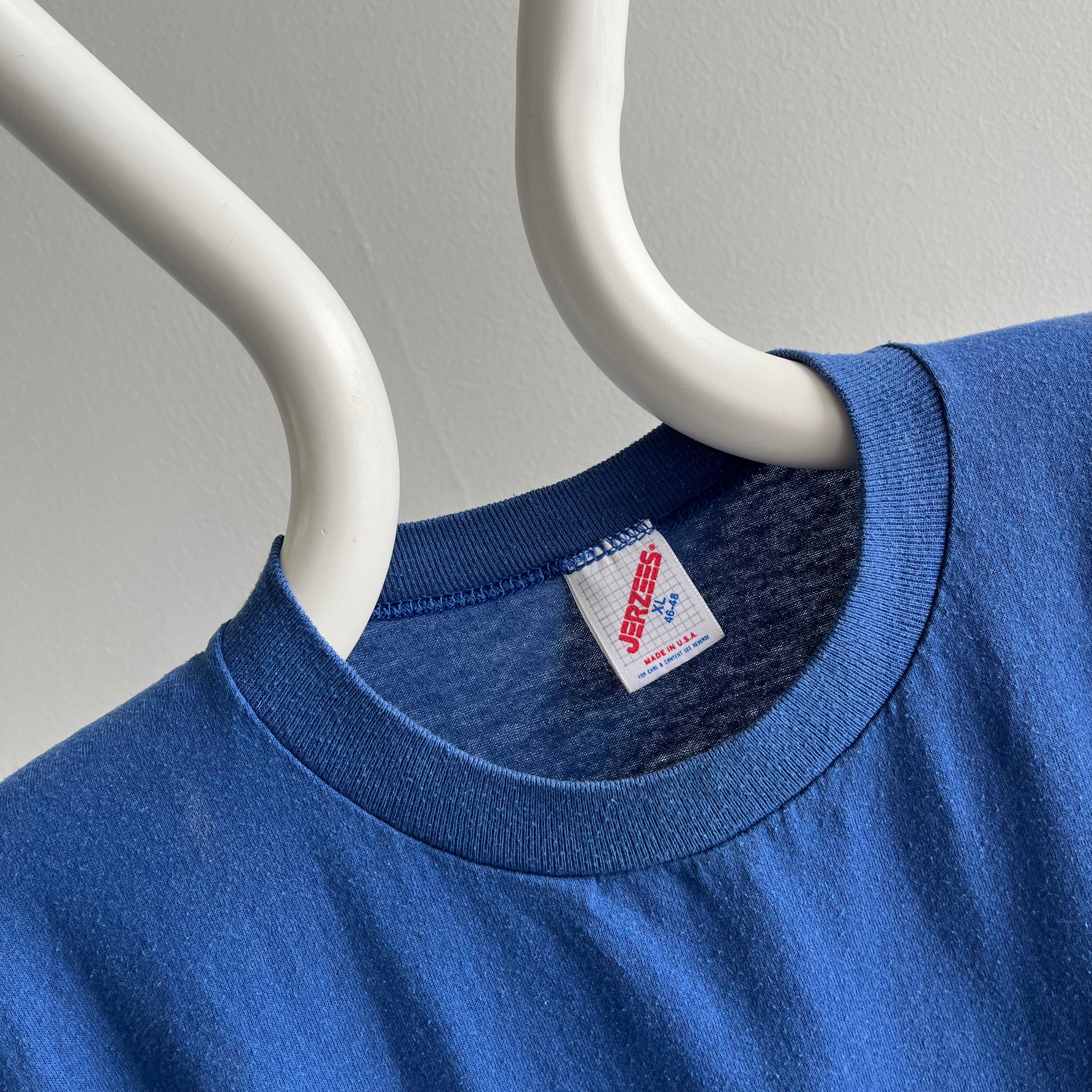 1980s Champion via Jerzees Cut Sleeve Blue Tank Top