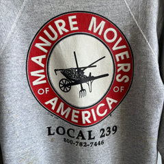 1986 Manure Movers of America Local 239 Sweatshirt - Heavy Staining