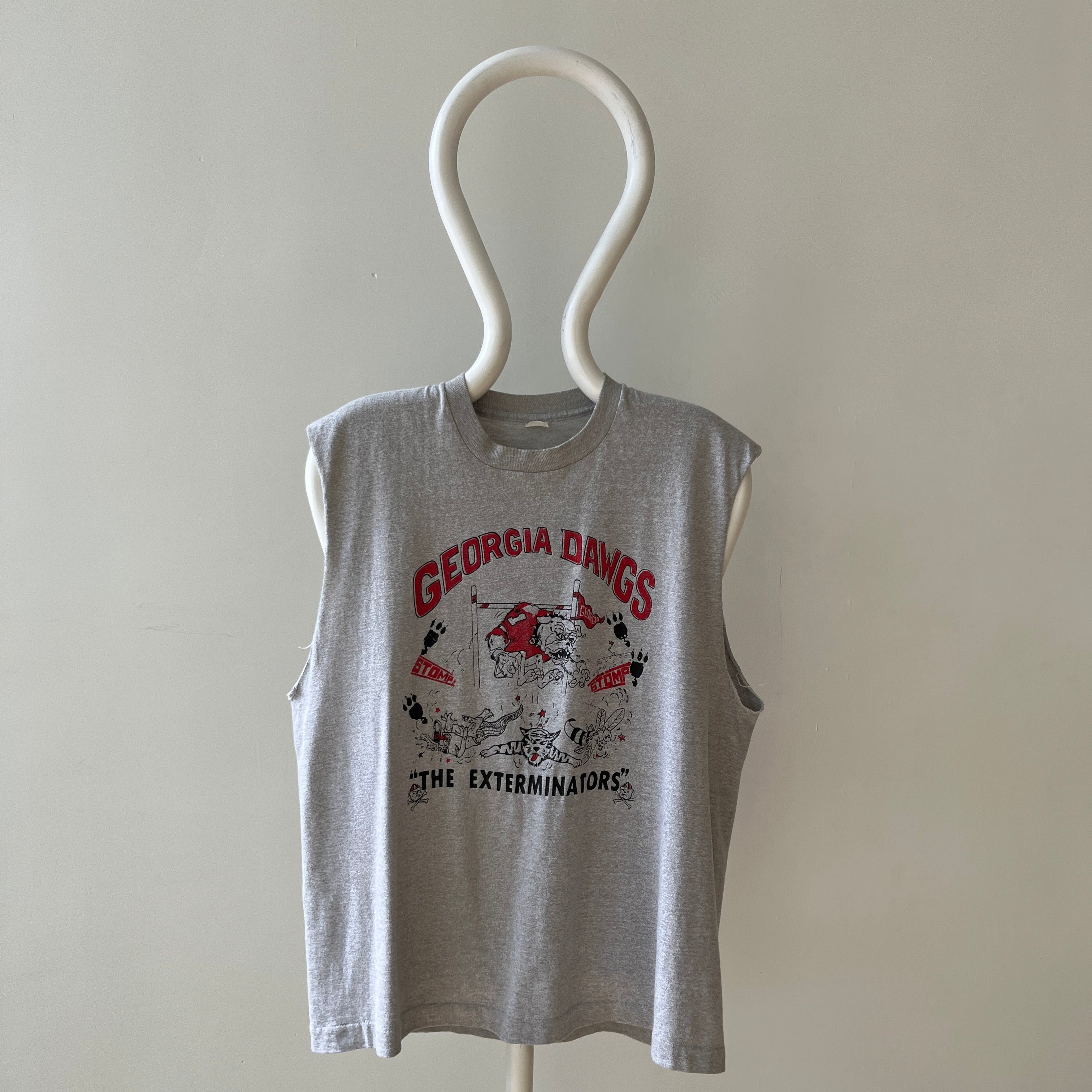 1980s Grey Georgia Dawgs The Exterminators Cut Off T Shirt