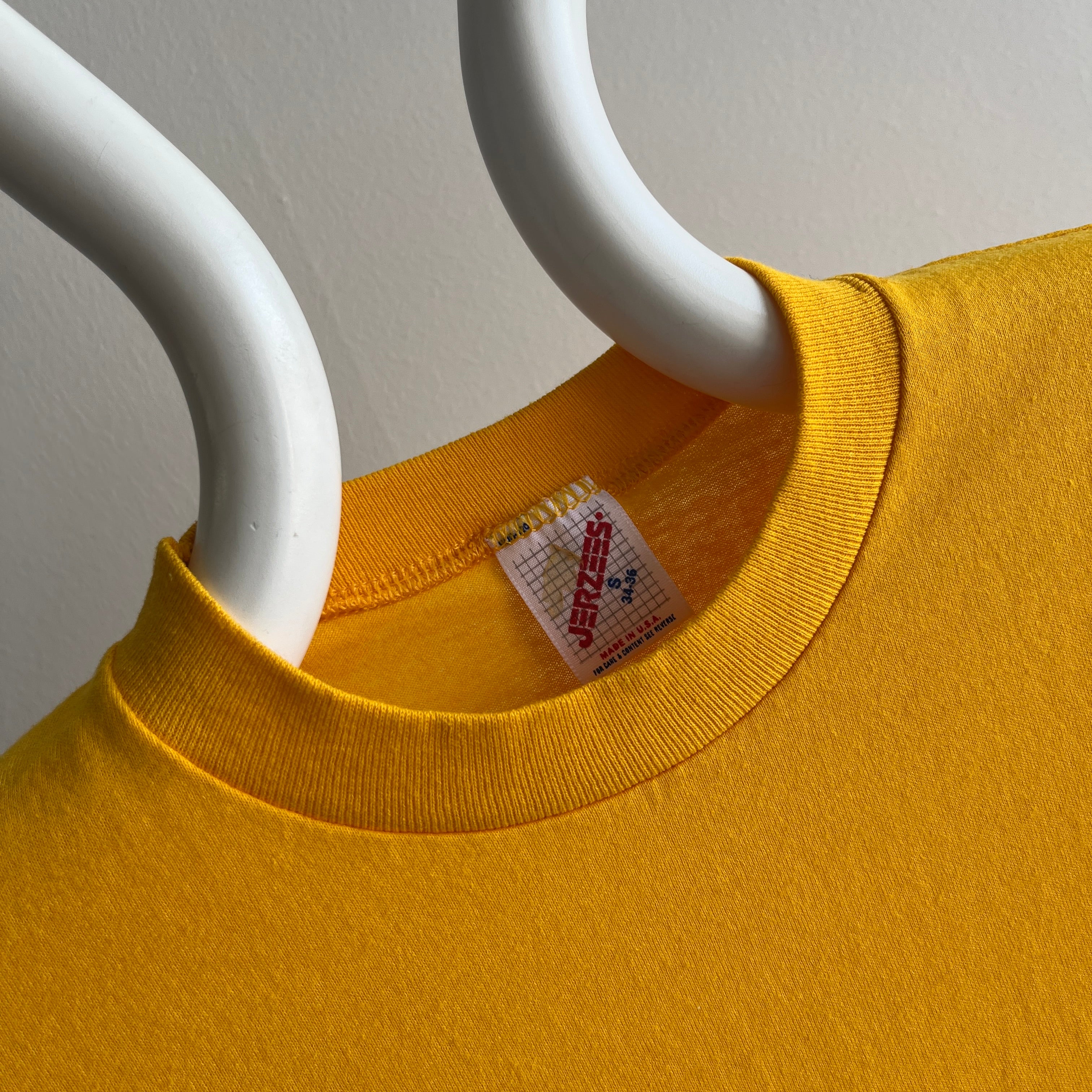 1980s Mustard Yellow DIY Crop Top T-Shirt by Jerzees - Yes