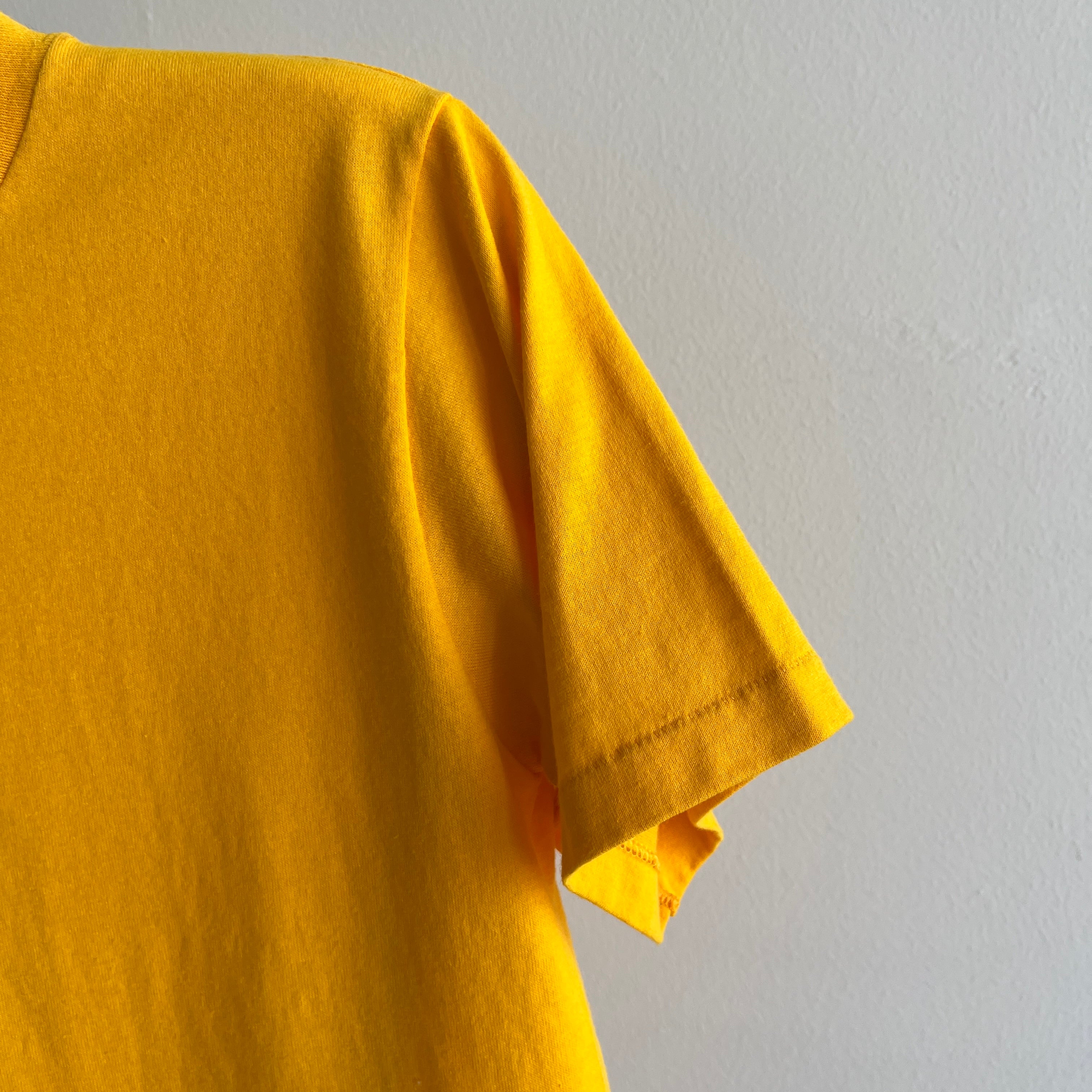 1980s Mustard Yellow DIY Crop Top T-Shirt by Jerzees - Yes