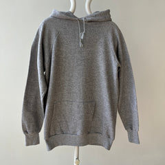 1980s Blank Grey Raglan Hoodie