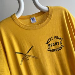 1980/90s West Point Sports Champions Super Stained T-Shirt with a Rolled Neck